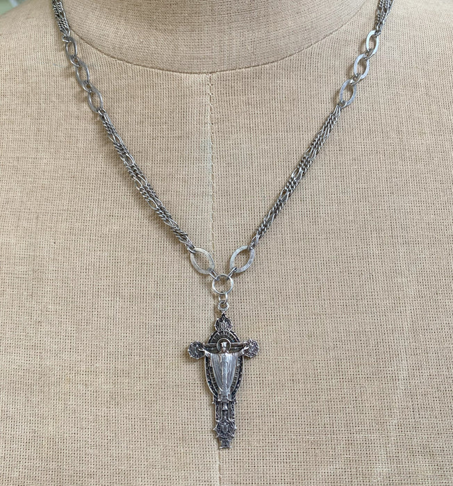 Sterling Shroud Cross Necklace