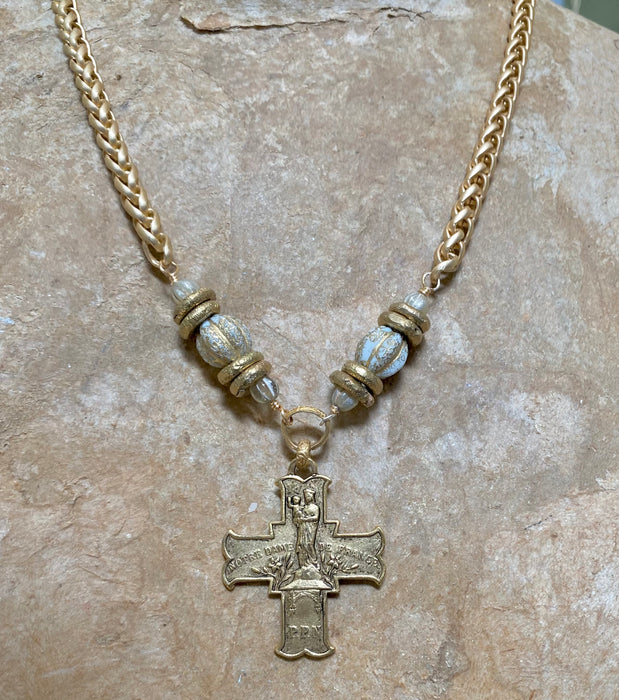 Le Puy Notre Dame Cross w/ Czech beads